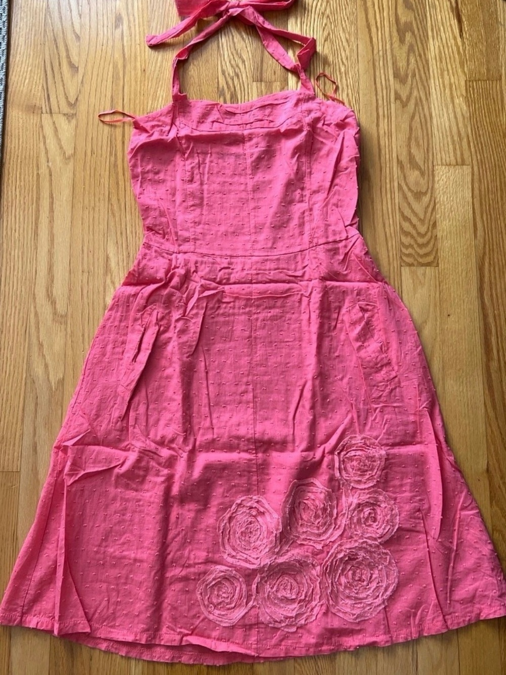 Pink Halter Mini Dress with Rosette Detail